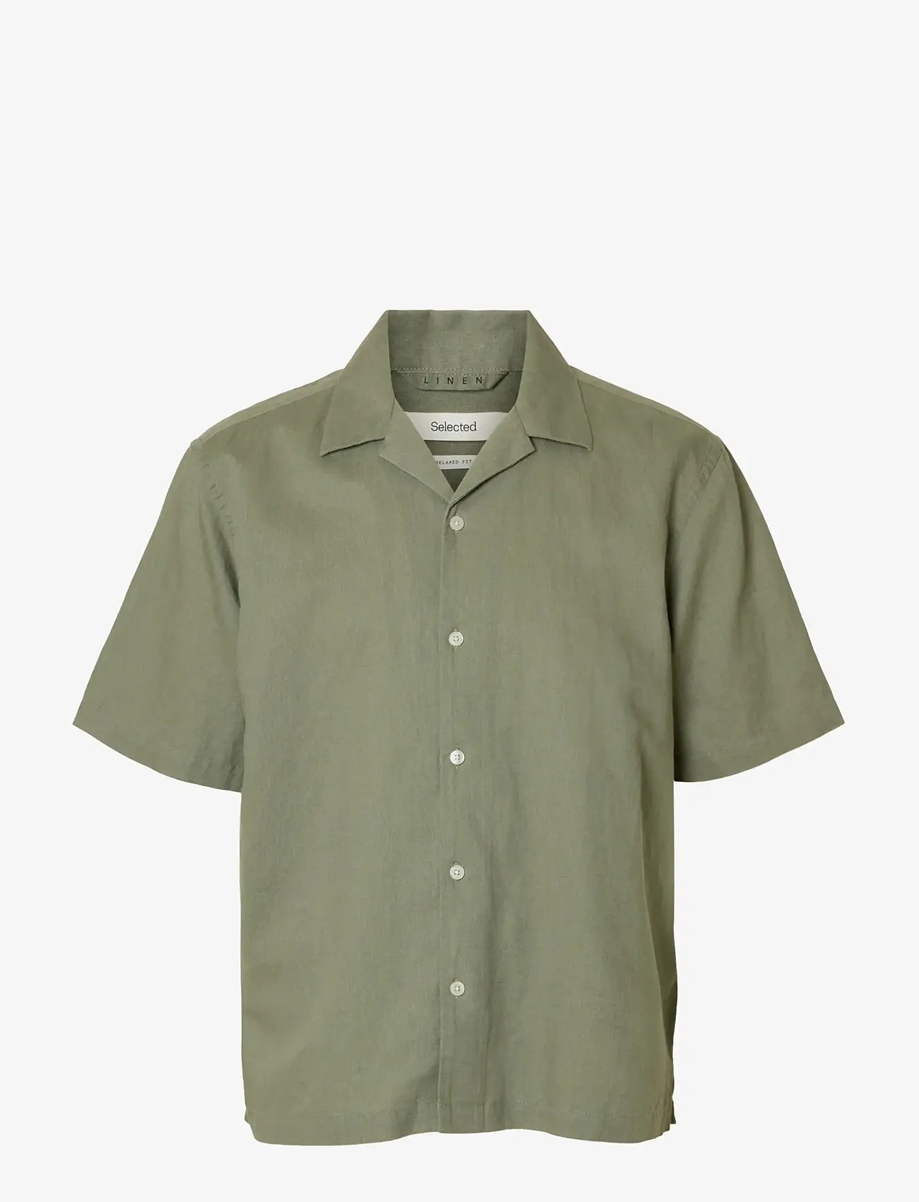 Selected - SLMRLXCLAY LINENBLEND SS SHIRT RES NOOS - leinenhemden - vetiver - 1