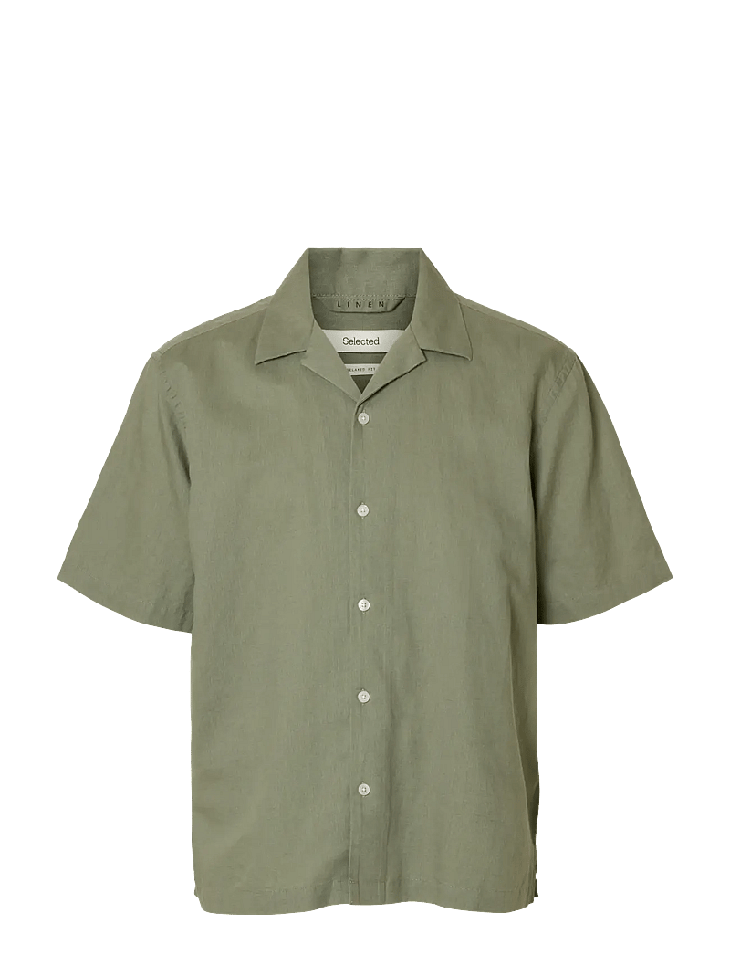 Selected - SLMRLXCLAY LINENBLEND SS SHIRT RES NOOS - leinenhemden - vetiver - 1