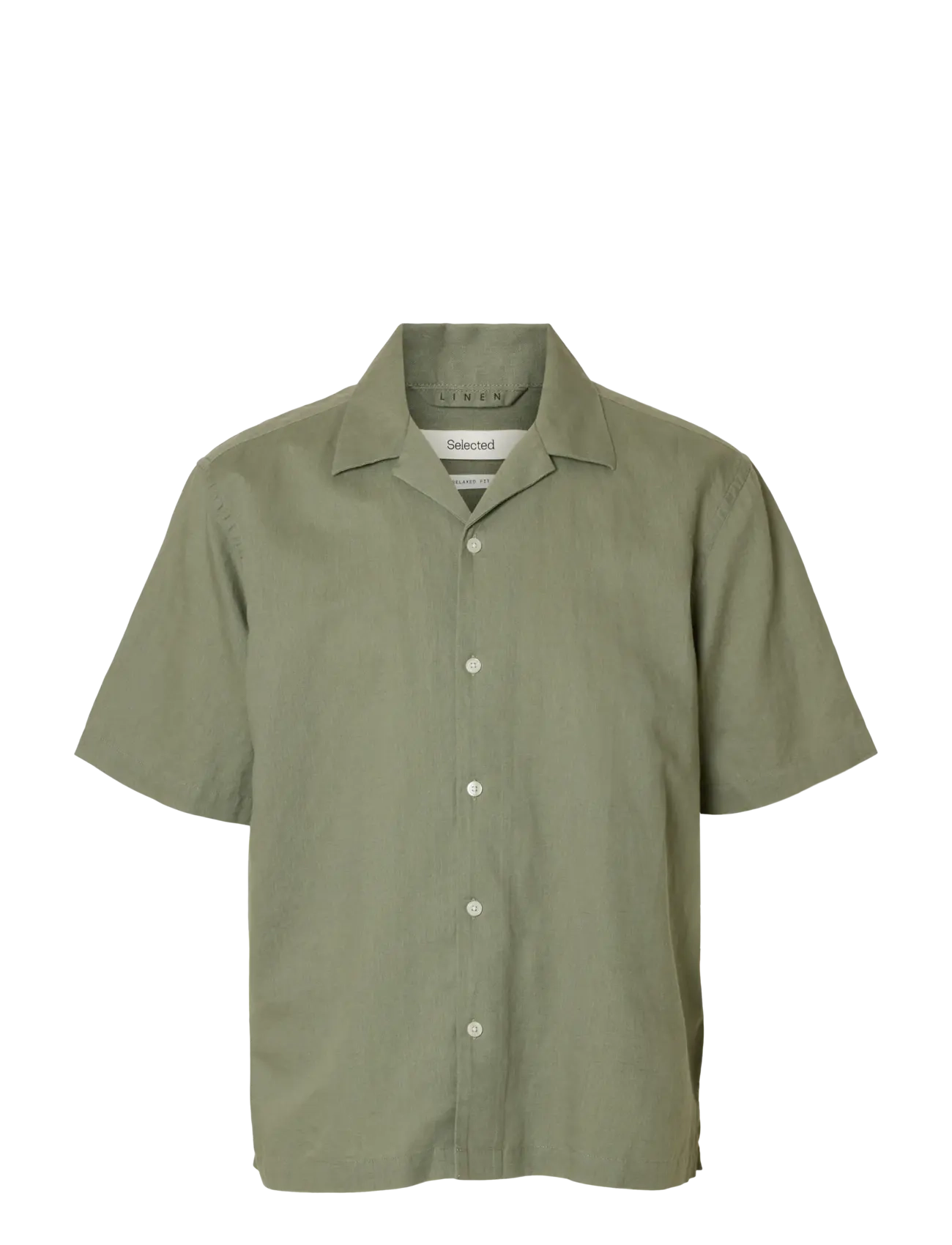 Selected SLMRLXCLAY LINENBLEND SS SHIRT RES NOOS - Kleidung - VETIVER / khaki/green