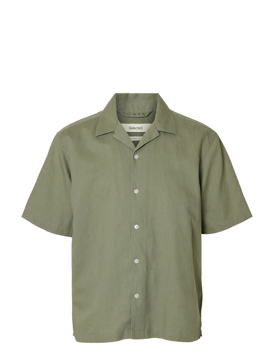 Selected - SLMRLXCLAY LINENBLEND SS SHIRT RES NOOS - chemises de lin - vetiver - 1