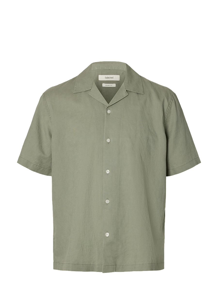 Selected - SLMRLXCLAY LINENBLEND SS SHIRT RES NOOS - leinenhemden - vetiver - 1