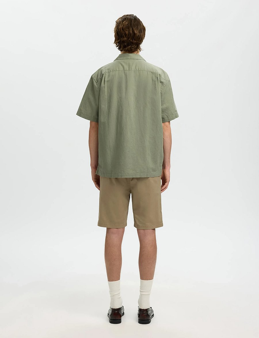 Selected - SLMRLXCLAY LINENBLEND SS SHIRT RES NOOS - chemises de lin - vetiver - 2