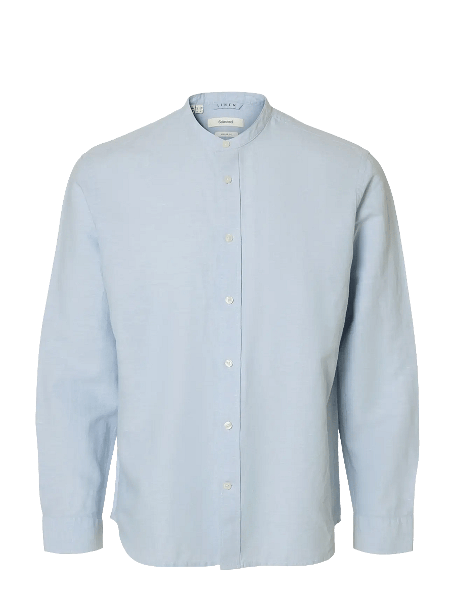 Selected - SLMREGCLAY LINENBLEND LS SHIRT BAND NOOS - leinenhemden - dusty blue - 1