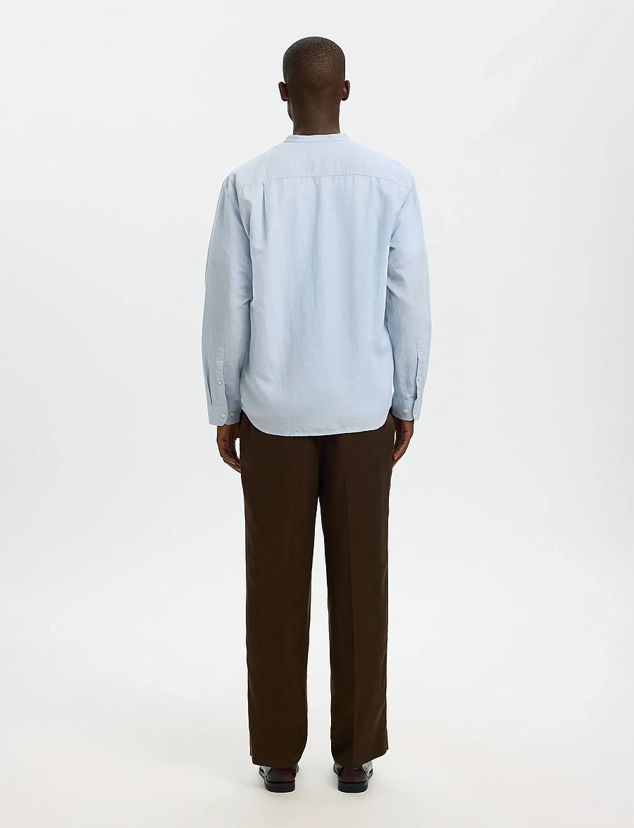 Selected - SLMREGCLAY LINENBLEND LS SHIRT BAND NOOS - leinenhemden - dusty blue - 2