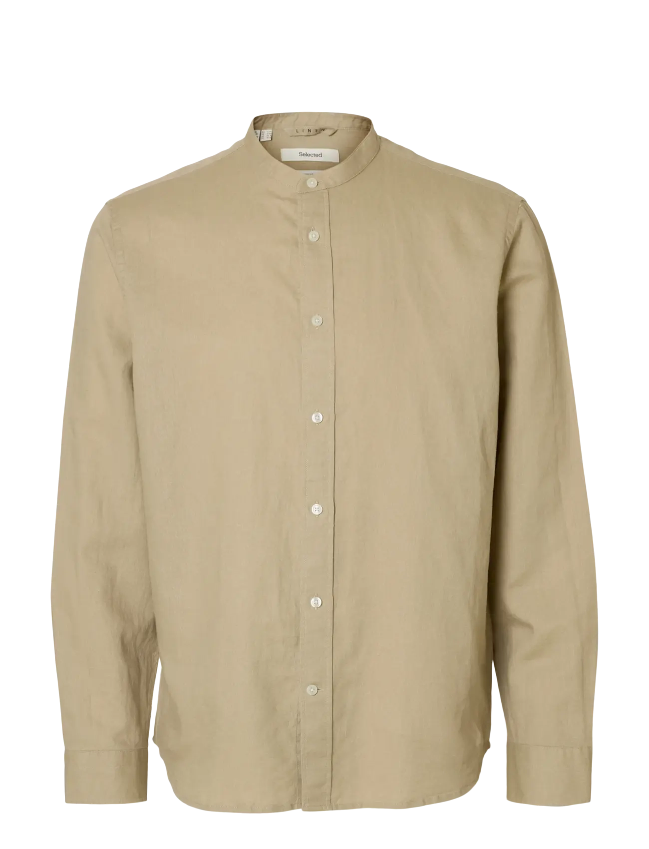 Selected SLMREGCLAY LINENBLEND LS SHIRT BAND NOOS - Skjorter - PURE CASHMERE / beige
