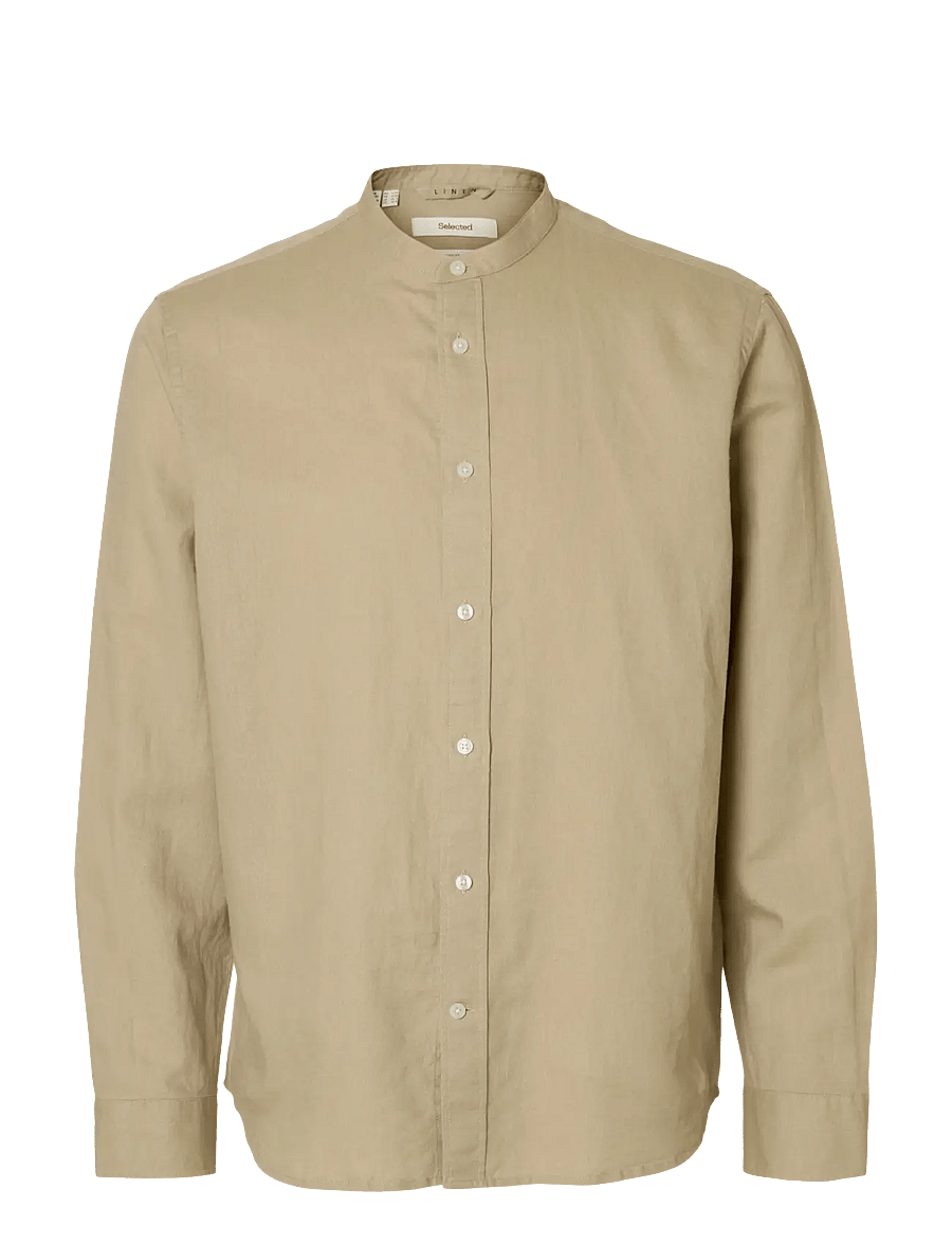 Selected - SLMREGCLAY LINENBLEND LS SHIRT BAND NOOS - leinenhemden - pure cashmere - 1