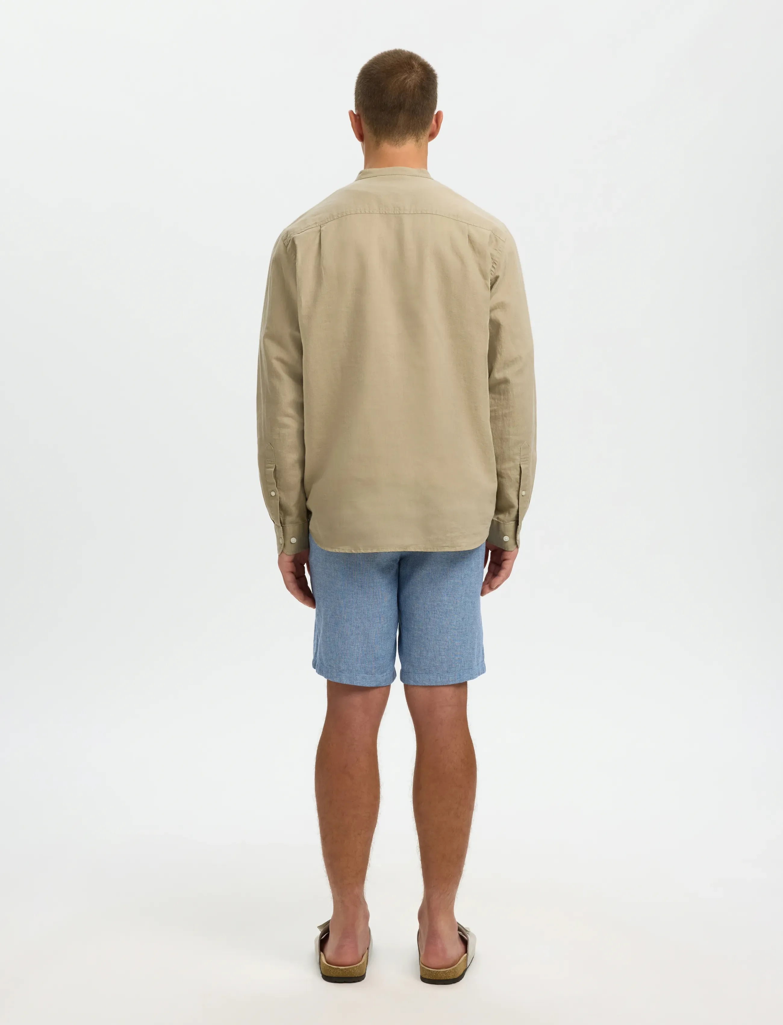 Selected - SLMREGCLAY LINENBLEND LS SHIRT BAND NOOS - hørskjorter - pure cashmere - 2