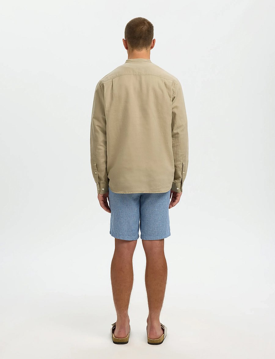 Selected - SLMREGCLAY LINENBLEND LS SHIRT BAND NOOS - leinenhemden - pure cashmere - 2