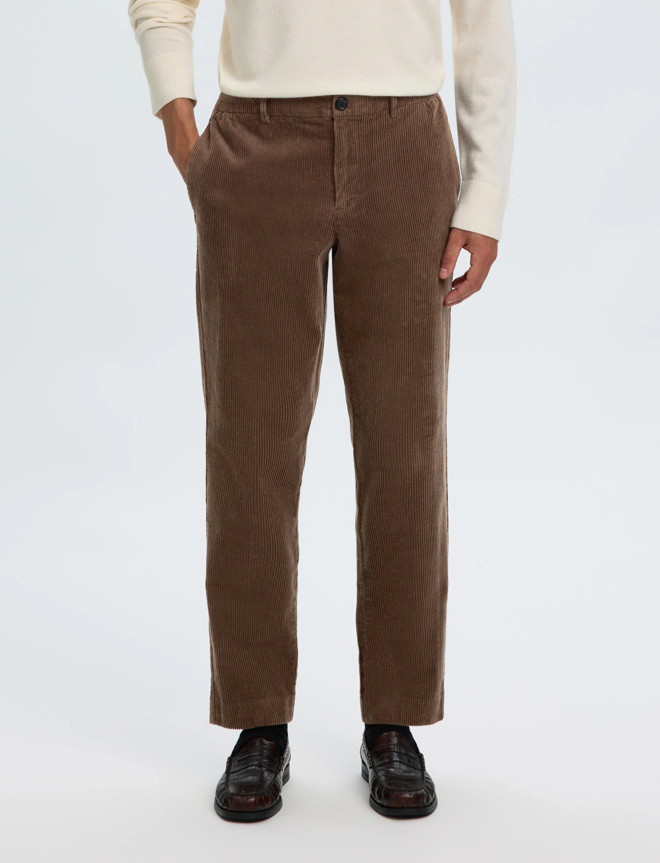 Selected SLM190-REG TAPE LEROY KRIS CORD PNT NOOS - Casual trousers - CHOCOLATE CHIP / brown