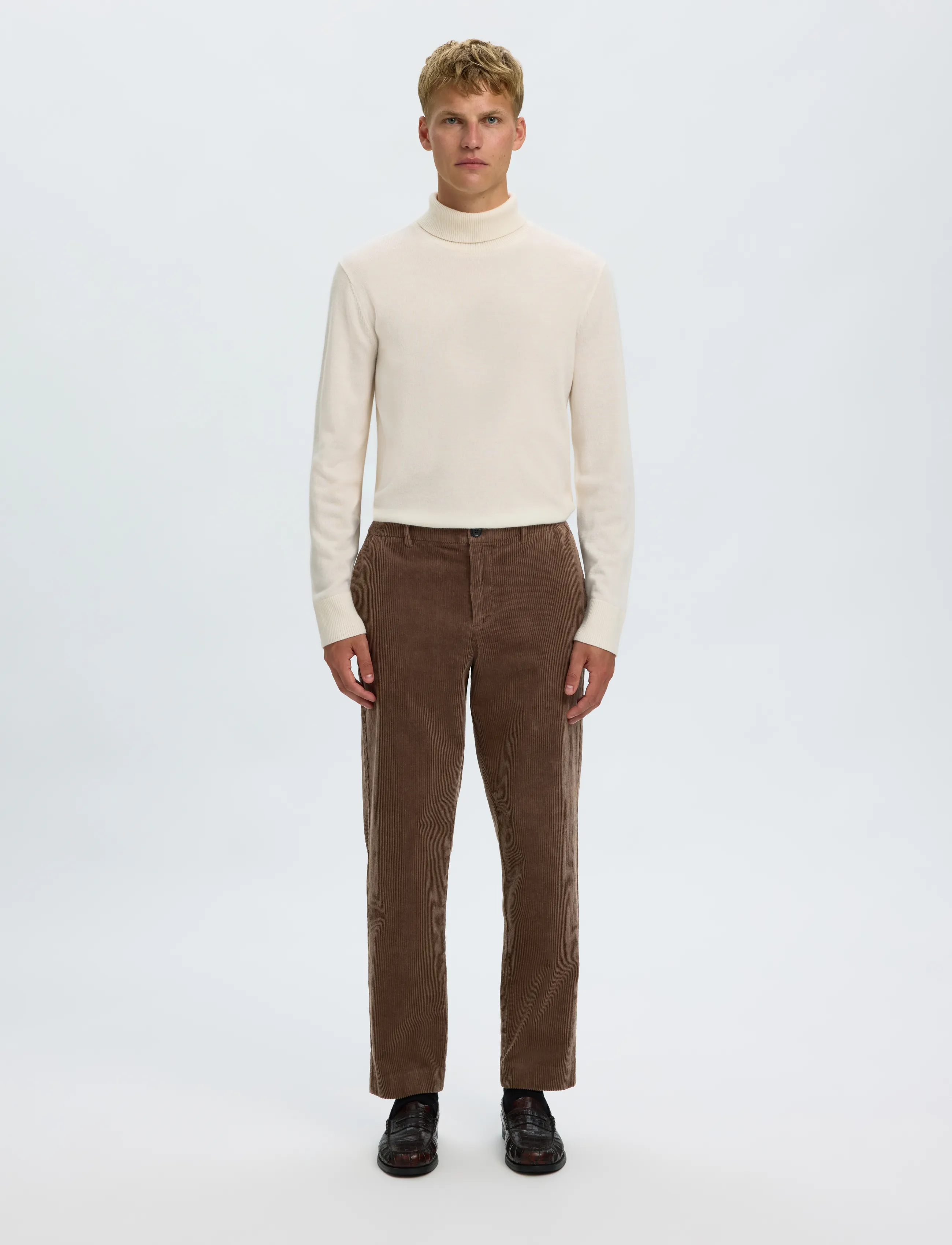 Selected - SLM190-REG TAPE LEROY KRIS CORD PNT NOOS - chocolate chip - 3