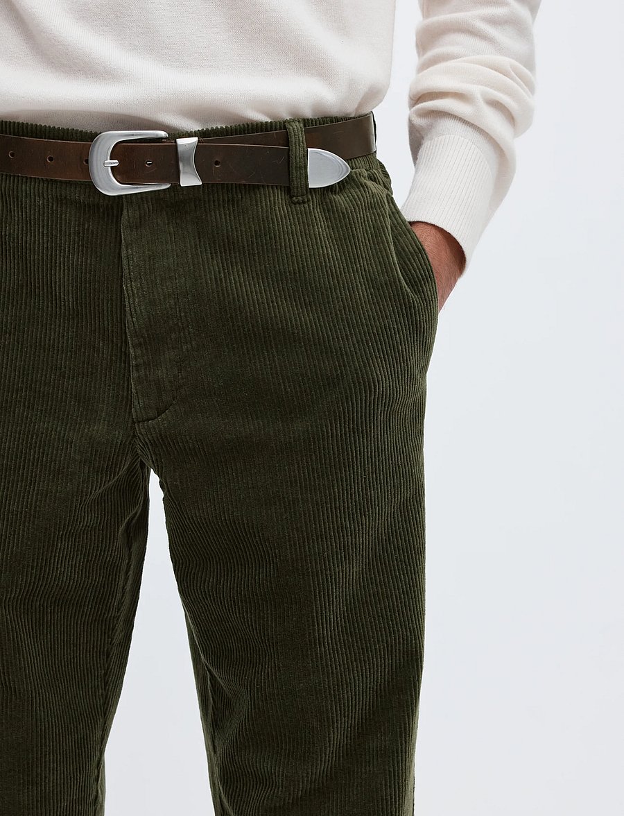 Selected - SLM190-REG TAPE LEROY KRIS CORD PNT NOOS - casual bukser - forest night - 4
