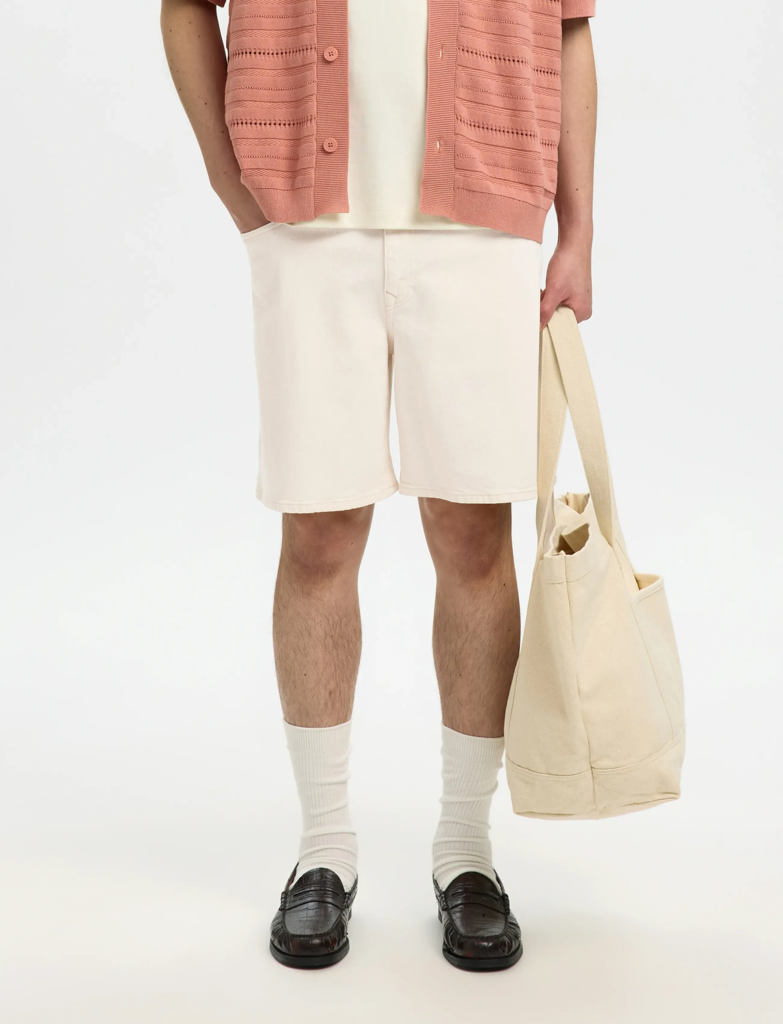 Selected SLHLOOSE ALEX SUMMER ECRU 611 DNM SHORTS - Nach Stil kaufen - ECRU / cream
