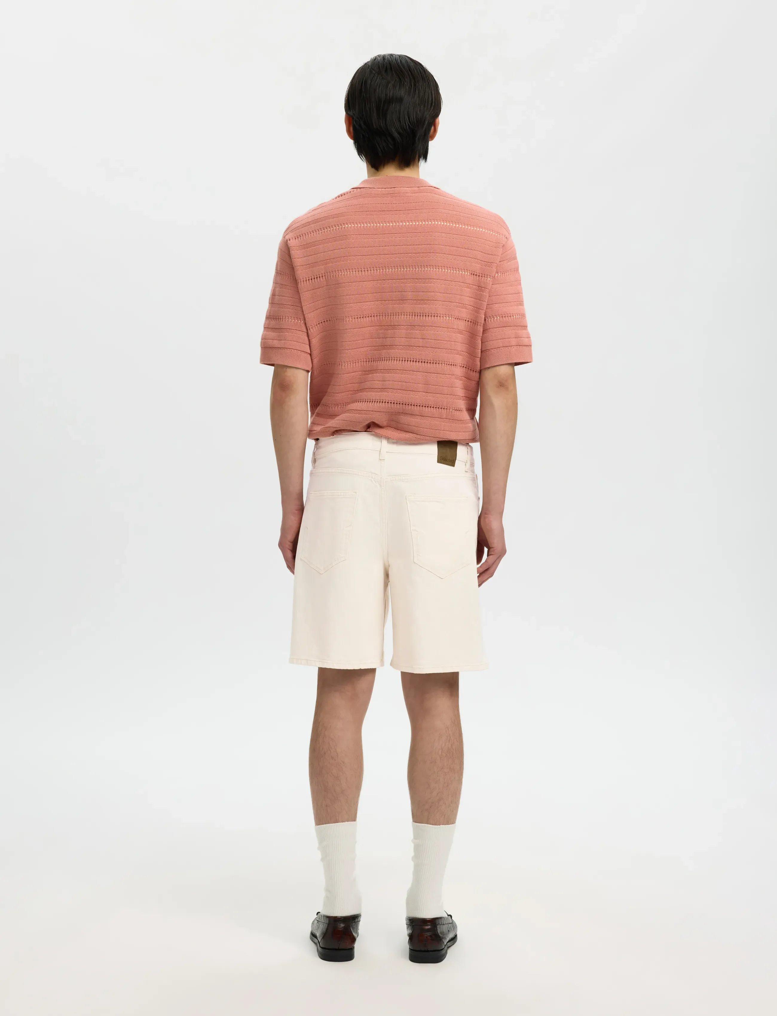 Selected - SLHLOOSE ALEX SUMMER ECRU 611 DNM SHORTS - jeansshorts - ecru - 2