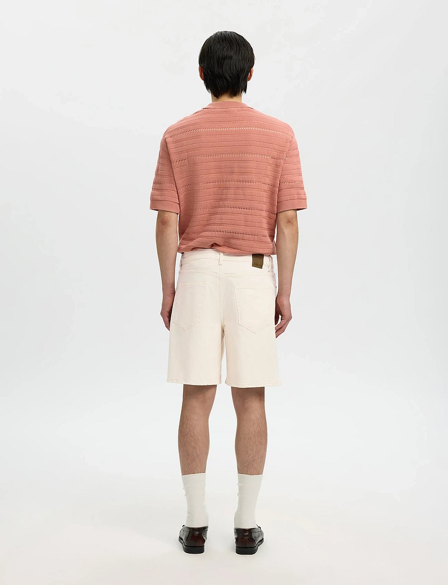 Selected - SLHLOOSE ALEX SUMMER ECRU 611 DNM SHORTS - jeansshorts - ecru - 2