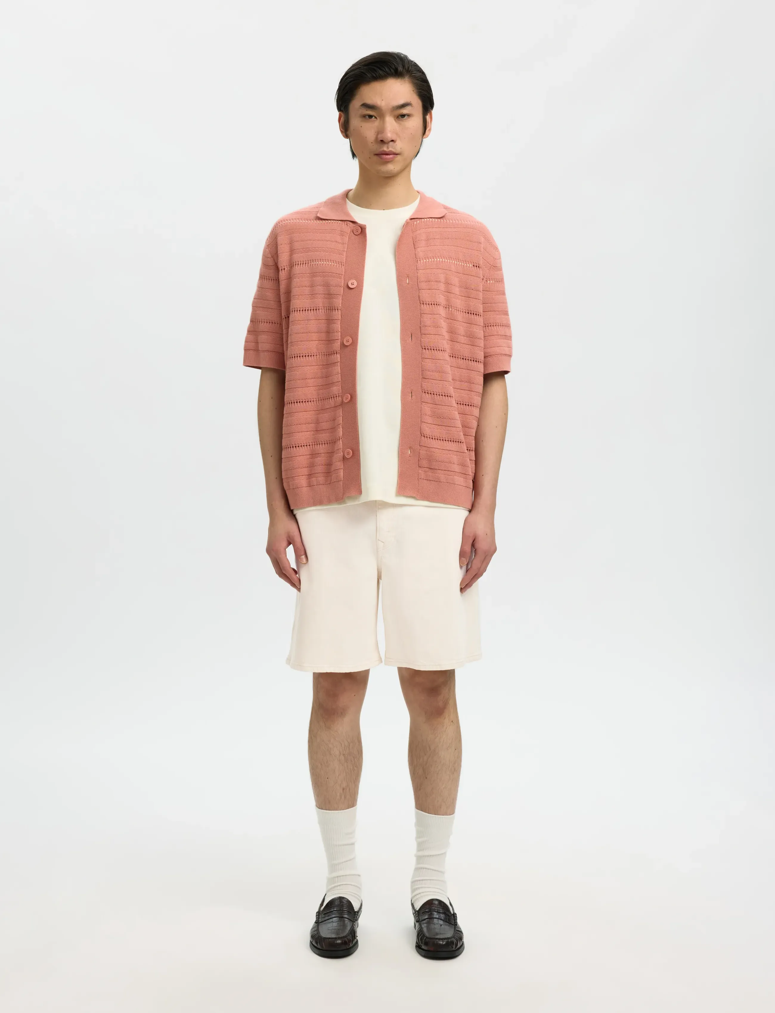 Selected - SLHLOOSE ALEX SUMMER ECRU 611 DNM SHORTS - jeansshorts - ecru - 3