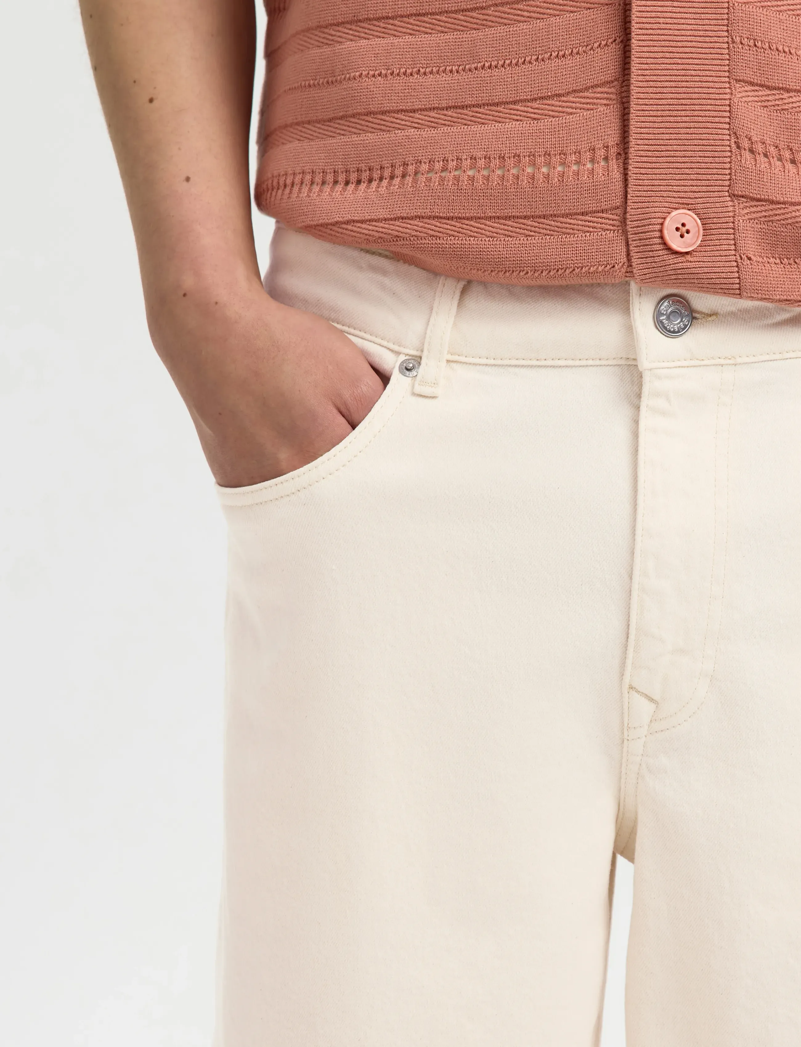 Selected - SLHLOOSE ALEX SUMMER ECRU 611 DNM SHORTS - jeansshorts - ecru - 4