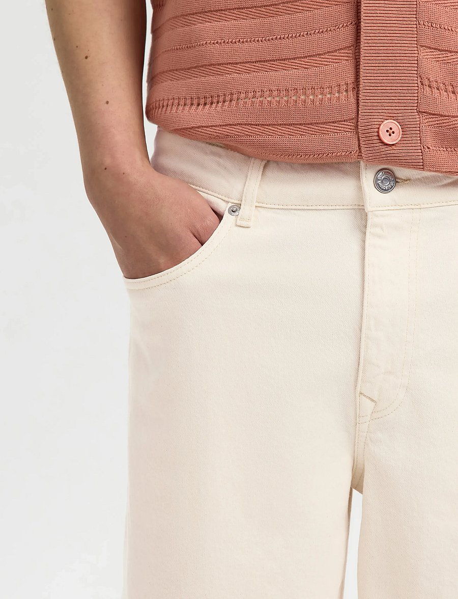 Selected - SLHLOOSE ALEX SUMMER ECRU 611 DNM SHORTS - jeansshorts - ecru - 4