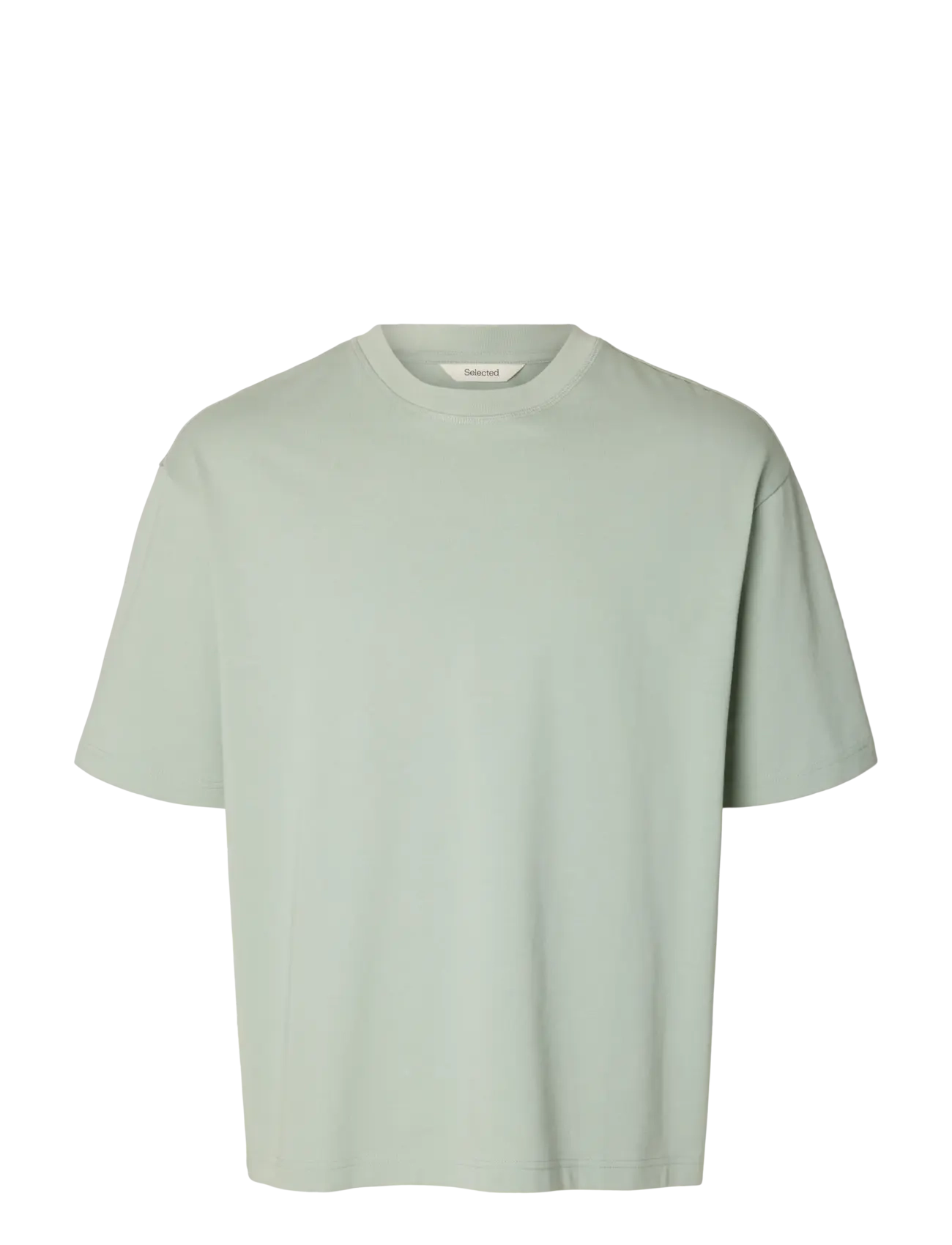 Selected SLMRELAXASPEN 2-PLY SS O-NECK NOOS - T-shirts - AQUA GRAY / green
