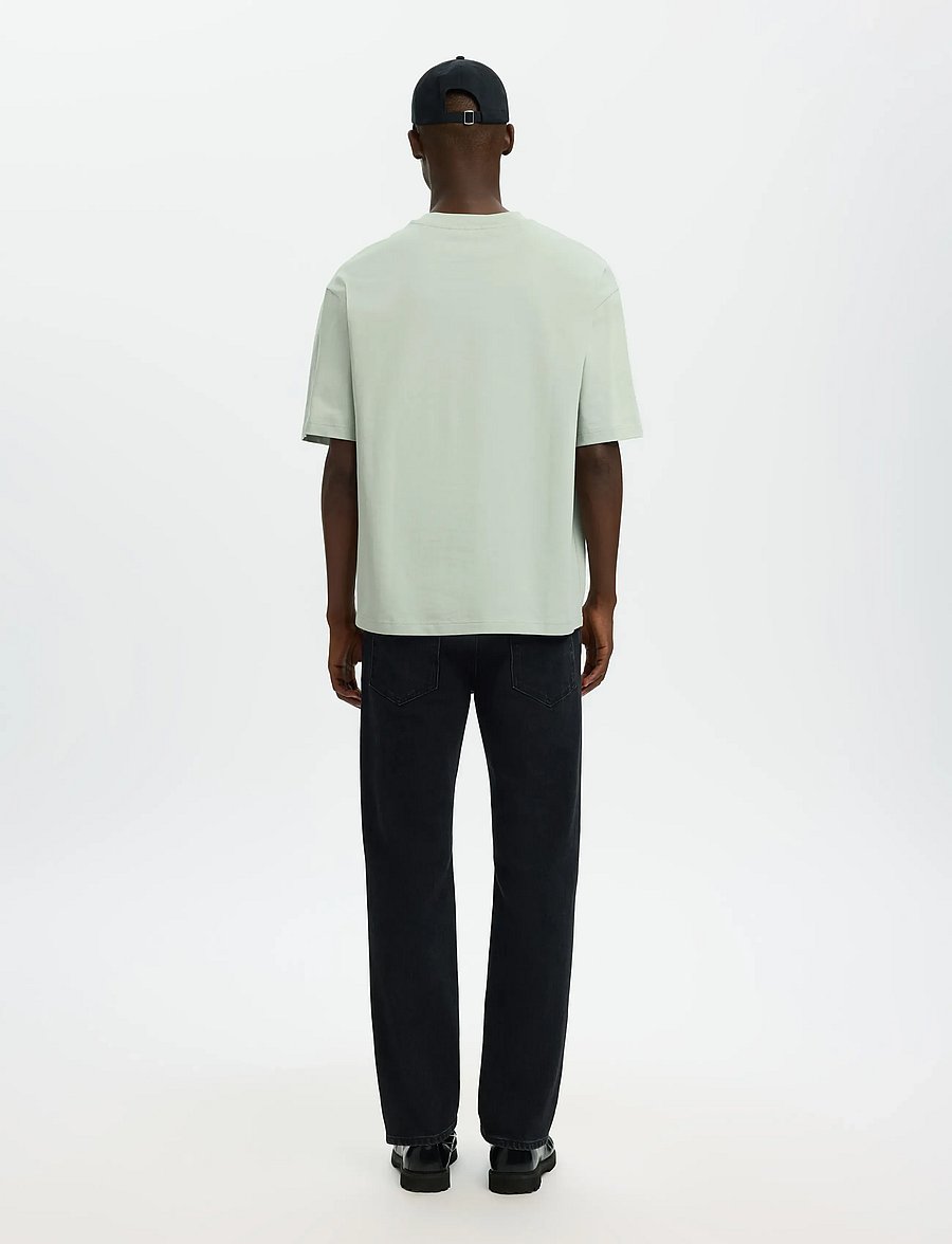 Selected - SLHRELAXASPEN 2-PLY SS O-NECK NOOS - kurzärmelige t-shirts - aqua gray - 2