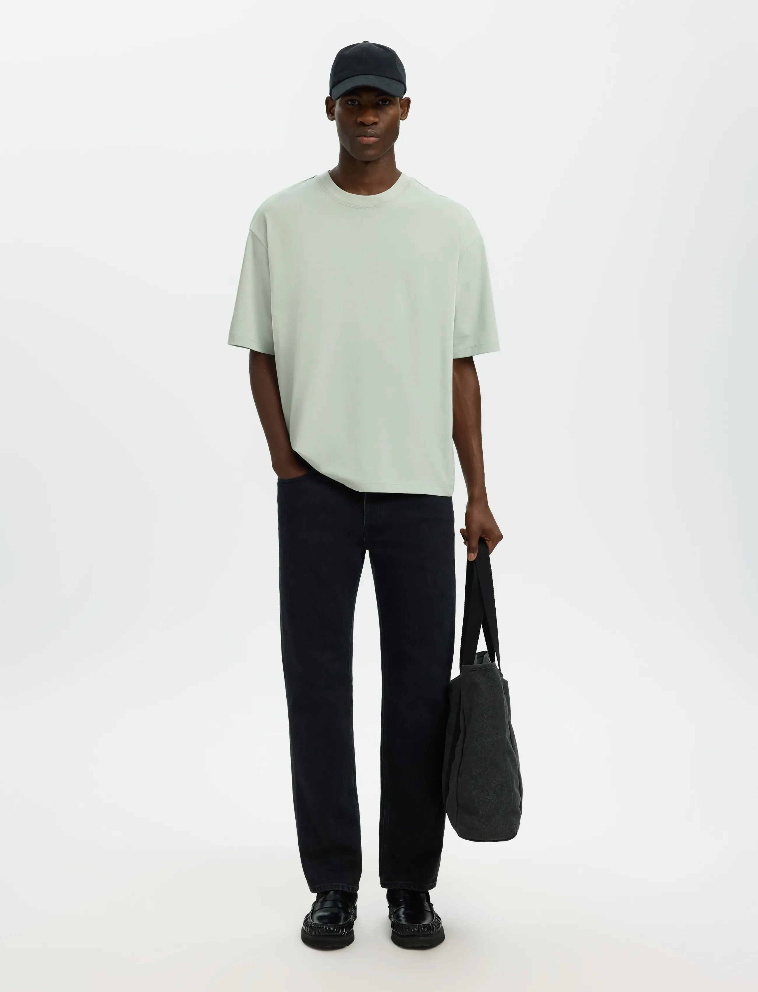 Selected - SLHRELAXASPEN 2-PLY SS O-NECK NOOS - kortærmede t-shirts - aqua gray - 4