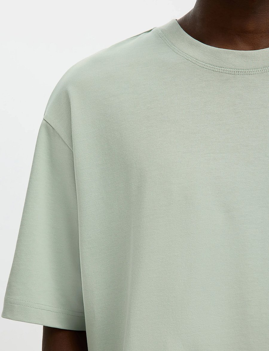 Selected - SLHRELAXASPEN 2-PLY SS O-NECK NOOS - kurzärmelige t-shirts - aqua gray - 5