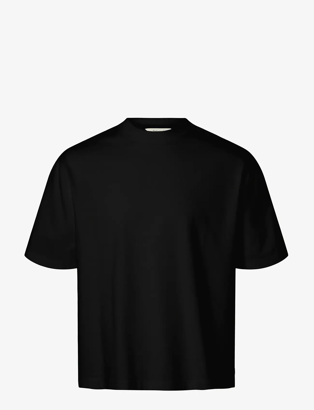 Selected - SLHRELAXASPEN 2-PLY SS O-NECK NOOS - kurzärmelig - black - 1