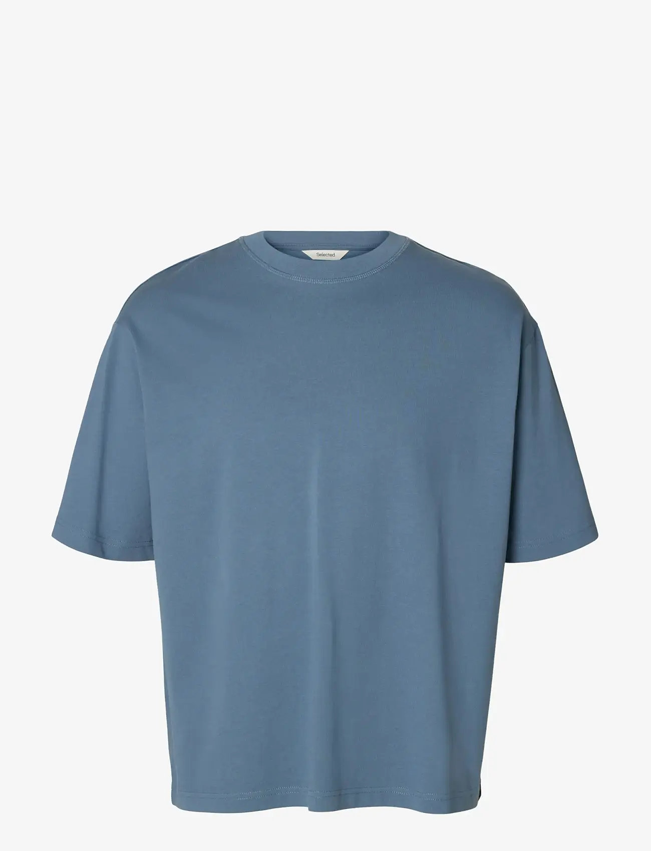 Selected - SLHRELAXASPEN 2-PLY SS O-NECK NOOS - kortærmede t-shirts - blue mirage - 1