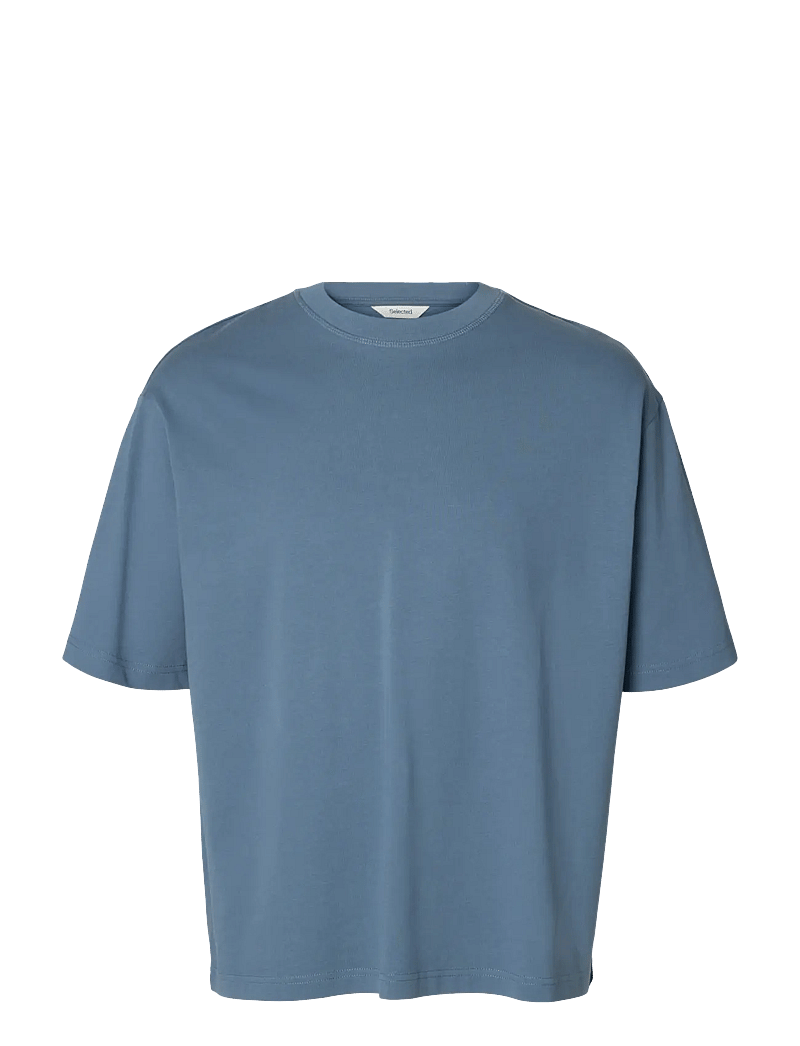 Selected - SLHRELAXASPEN 2-PLY SS O-NECK NOOS - kortærmede t-shirts - blue mirage - 1