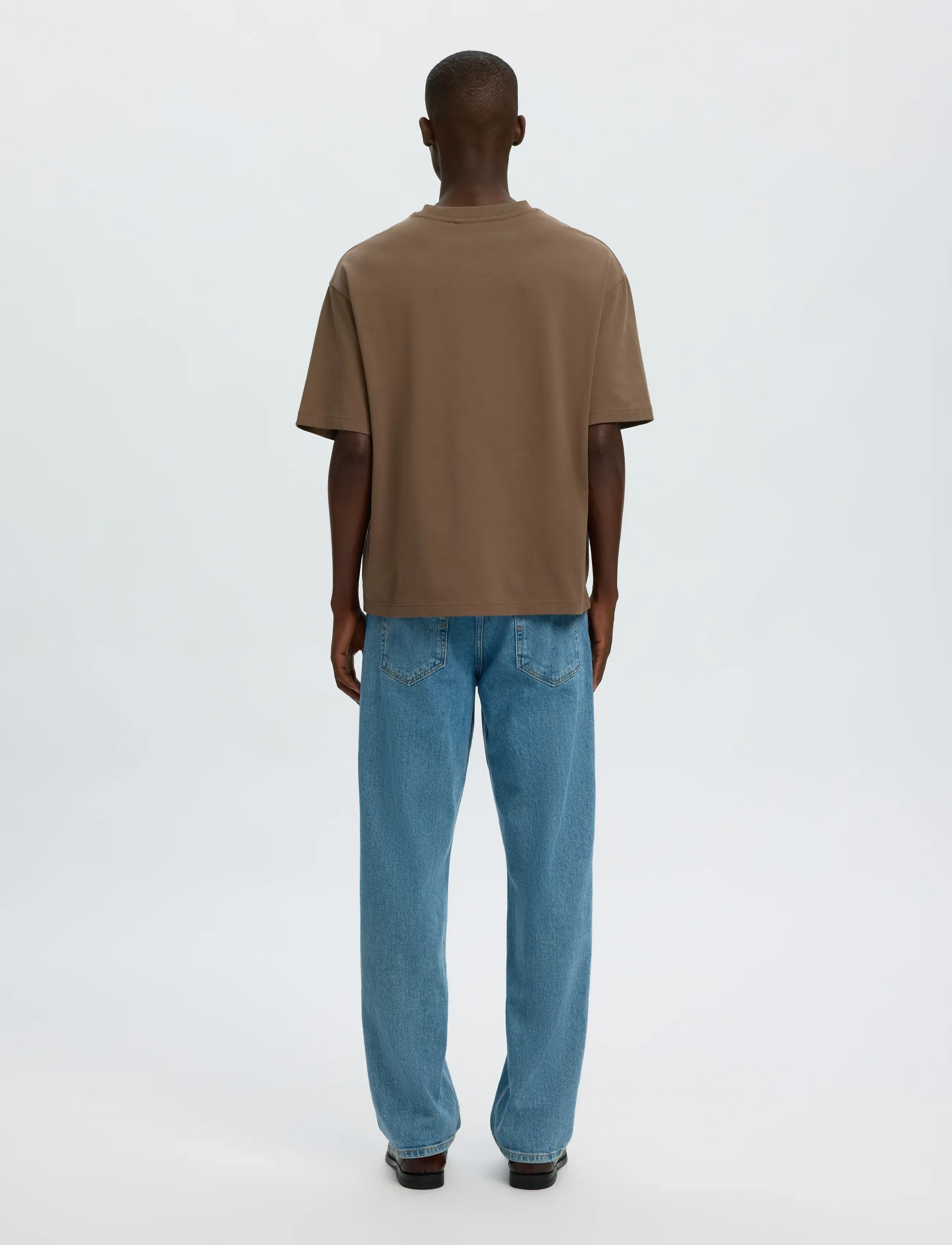 Selected - SLMRELAXASPEN 2-PLY SS O-NECK NOOS - kurzärmelige t-shirts - chocolate chip - 2