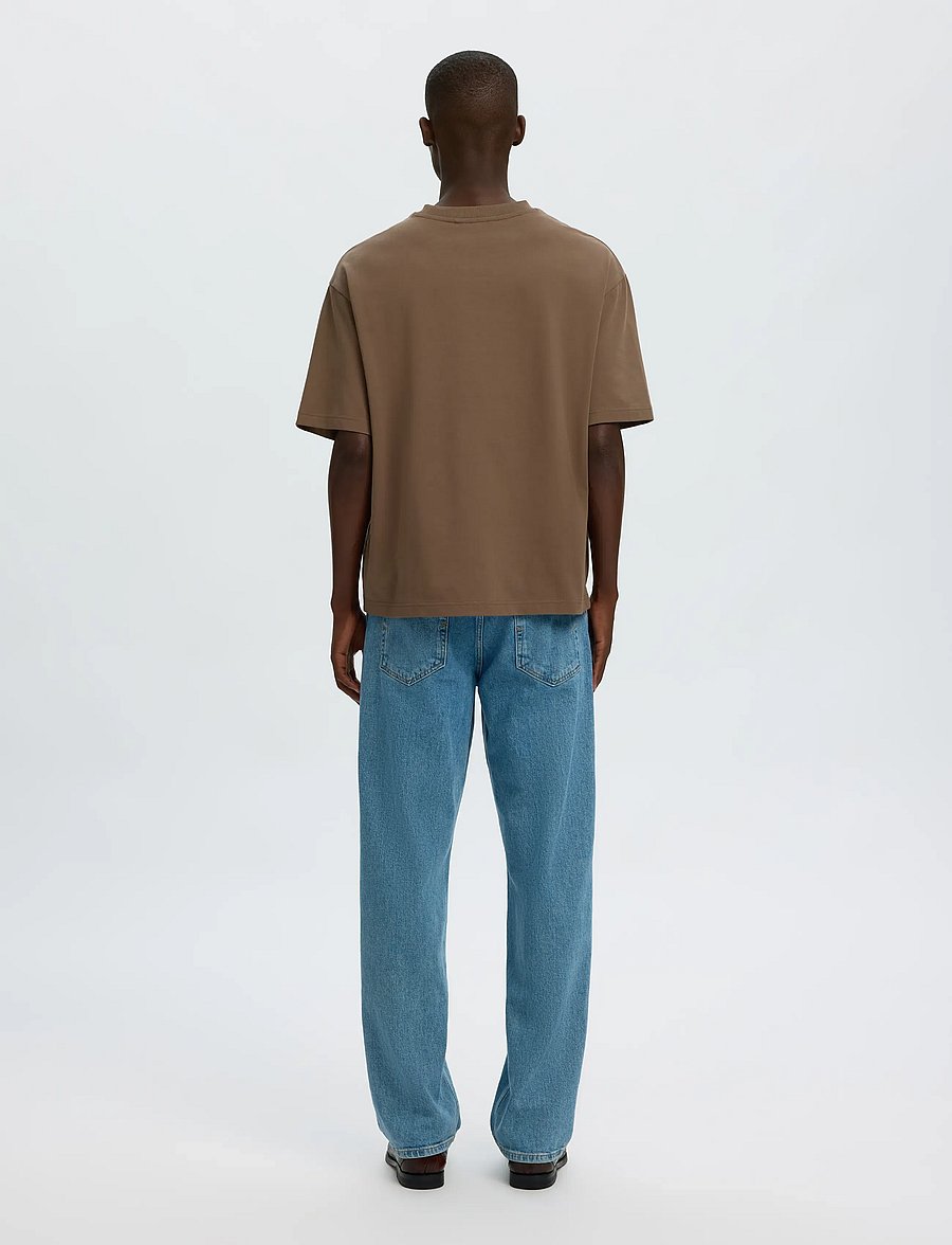 Selected - SLMRELAXASPEN 2-PLY SS O-NECK NOOS - kurzärmelige t-shirts - chocolate chip - 2