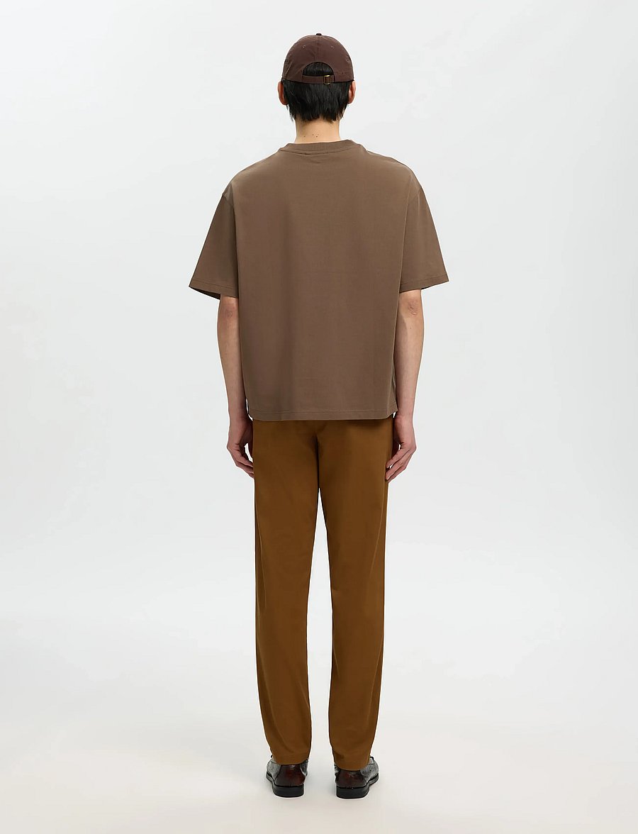 Selected - SLHRELAXASPEN 2-PLY SS O-NECK NOOS - kurzärmelige t-shirts - chocolate chip - 2