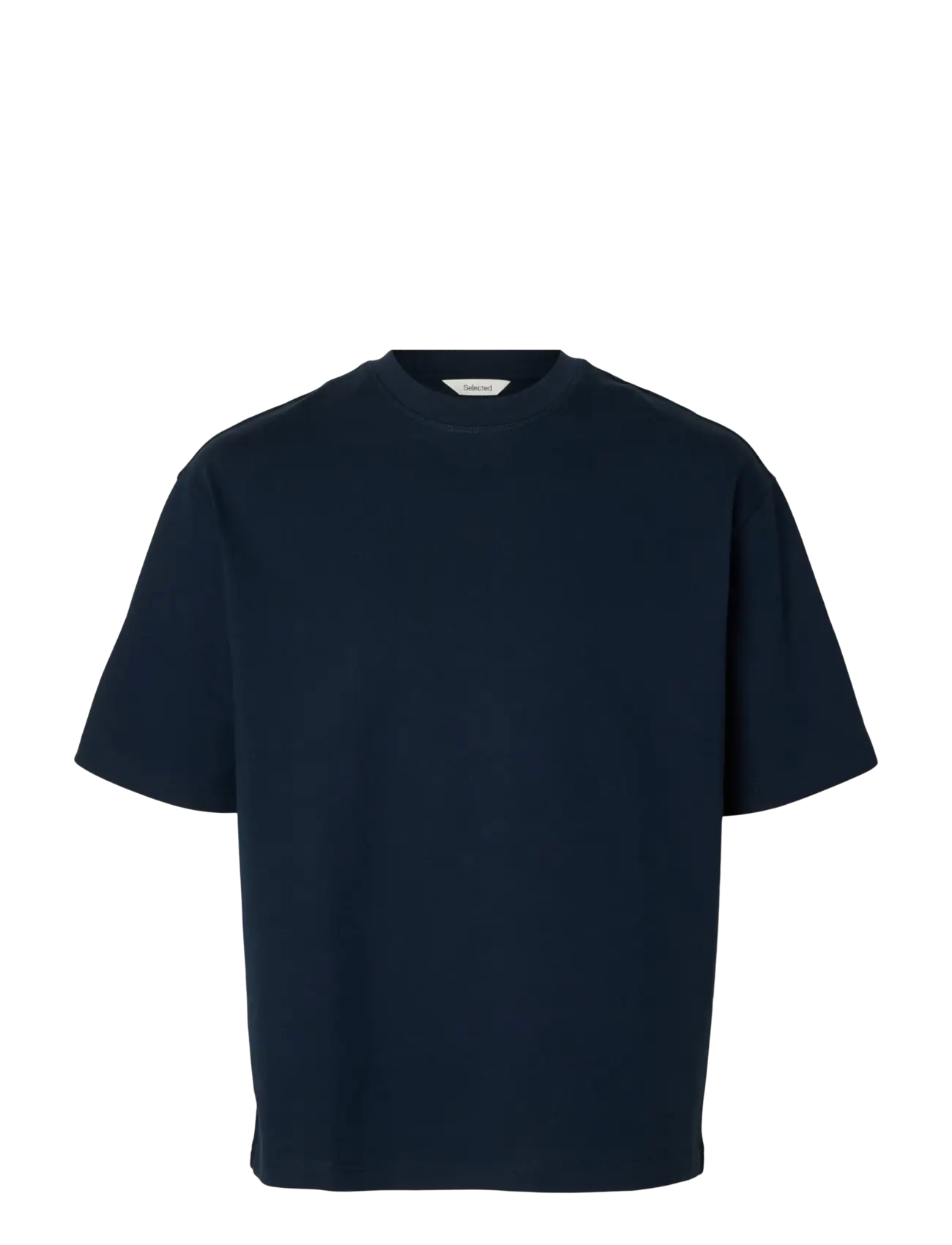 Selected SLMRELAXASPEN 2-PLY SS O-NECK NOOS - T-Shirts - NAVY BLAZER / navy