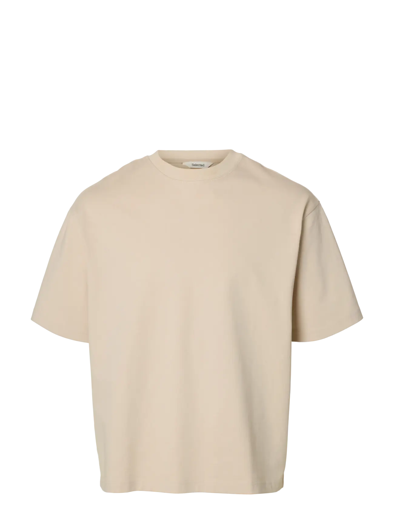 Selected SLMRELAXASPEN 2-PLY SS O-NECK NOOS - T-shirts - OATMEAL / cream