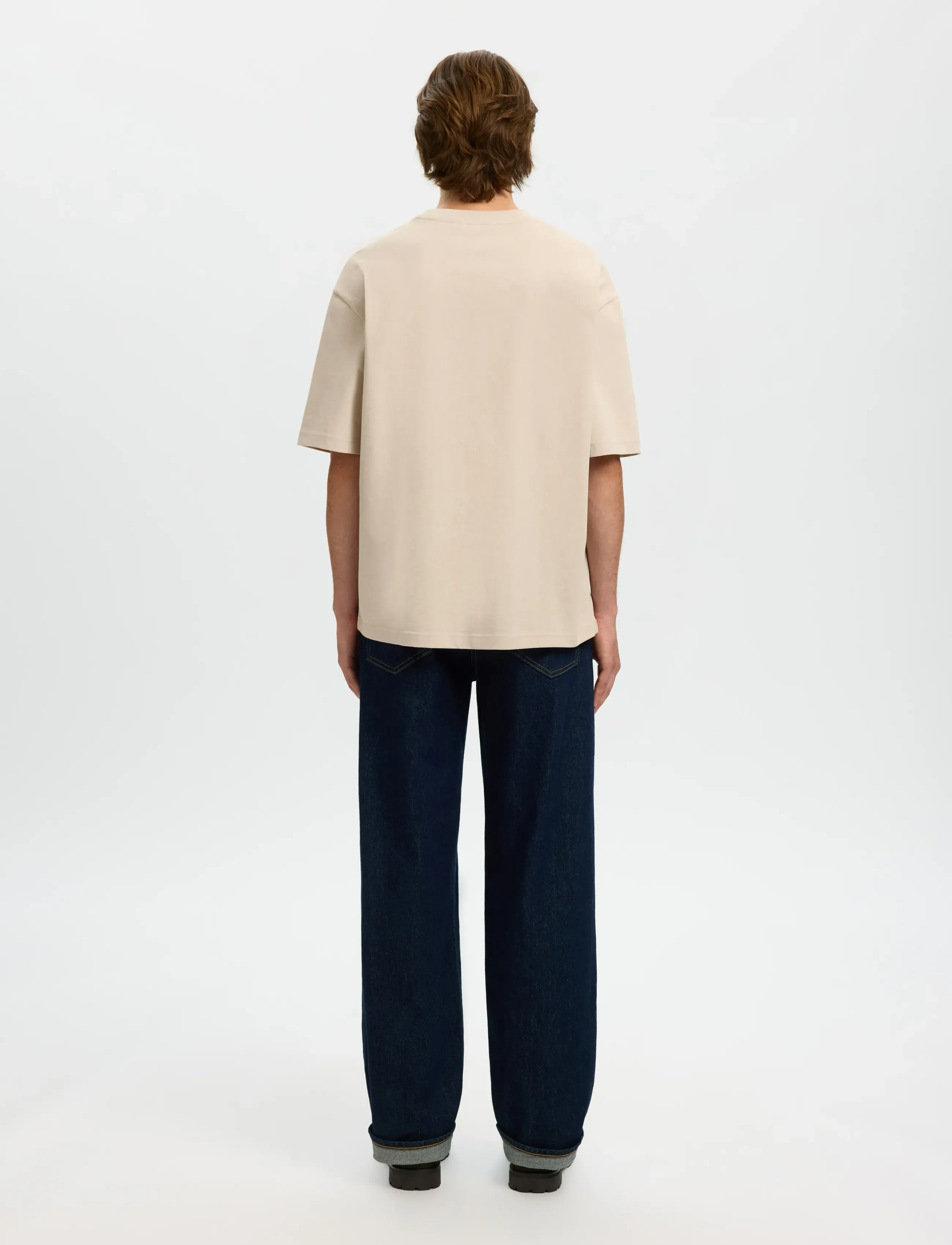 Selected - SLMRELAXASPEN 2-PLY SS O-NECK NOOS - kortærmede t-shirts - oatmeal - 2