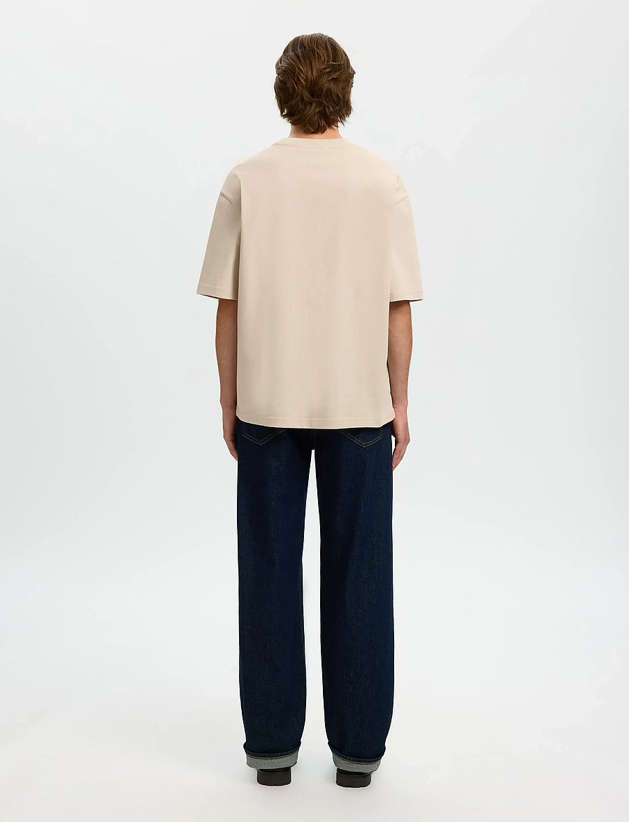 Selected - SLHRELAXASPEN 2-PLY SS O-NECK NOOS - kurzärmelige t-shirts - oatmeal - 2