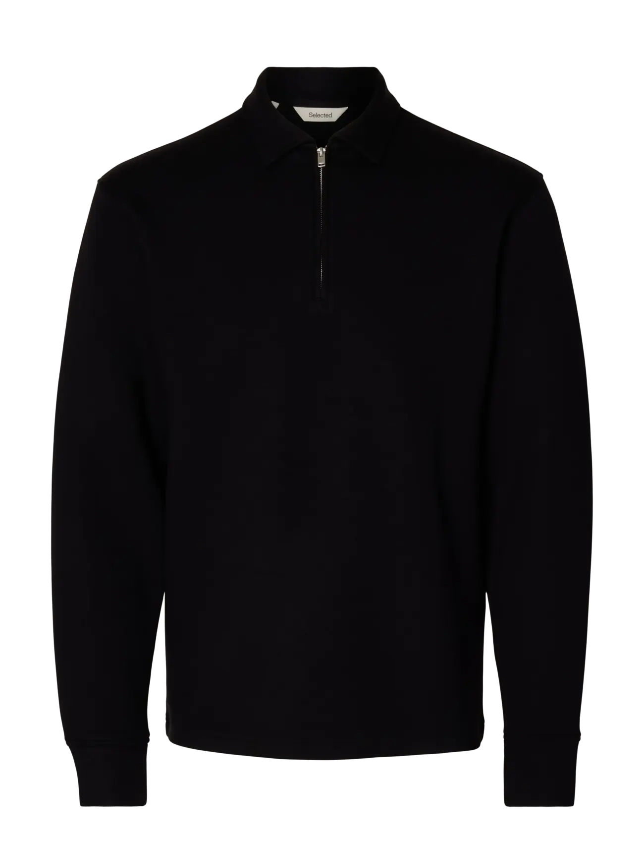 Selected SLHEMANUEL SOFT POLO ZIP SWEAT NOOS - Sweatshirts & hættetrøjer - BLACK / black