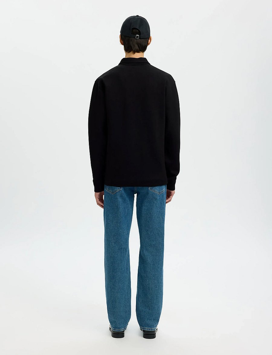 Selected - SLHEMANUEL SOFT POLO ZIP SWEAT NOOS - sweatshirts - black - 2