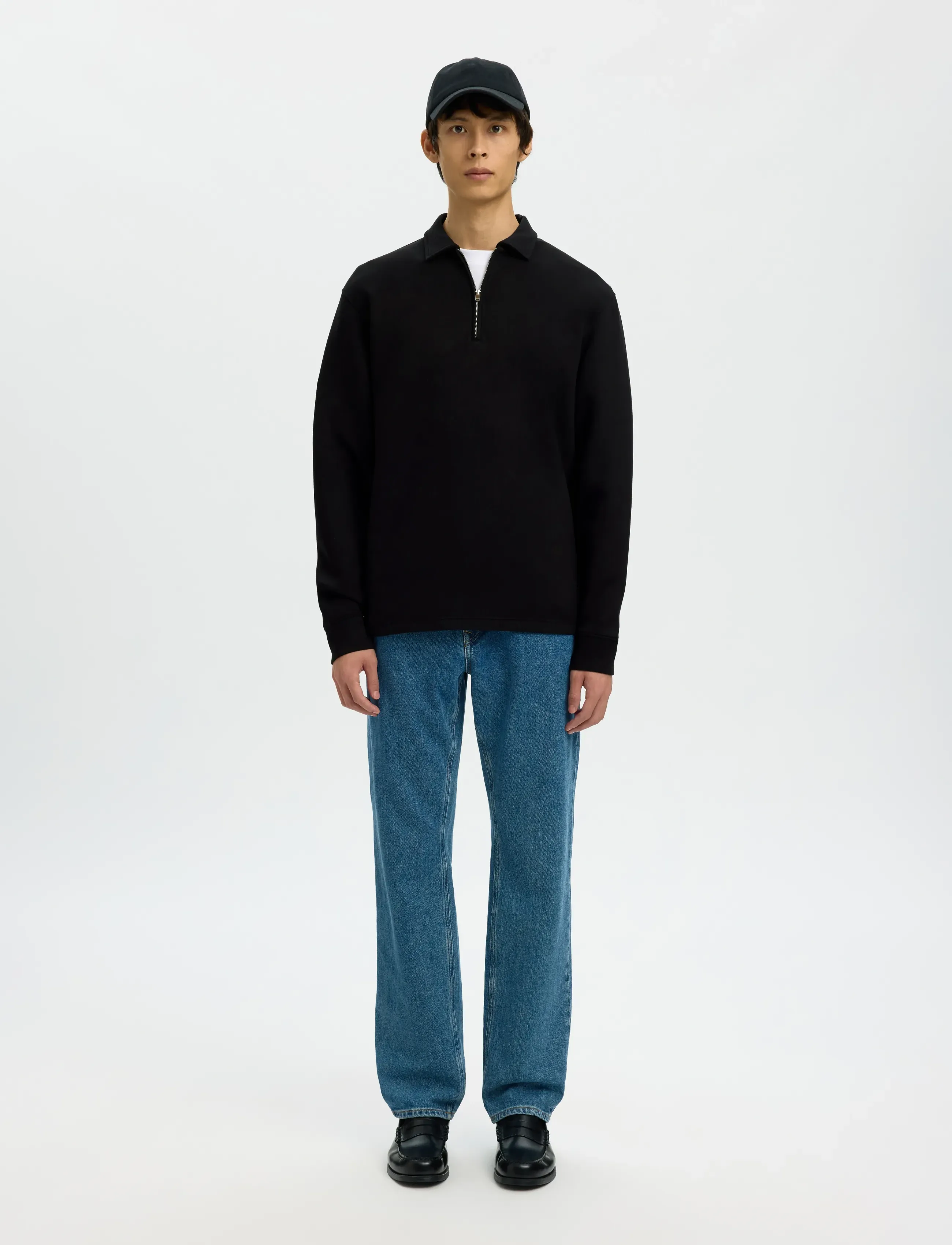 Selected - SLHEMANUEL SOFT POLO ZIP SWEAT NOOS - shop efter anledning - black - 3