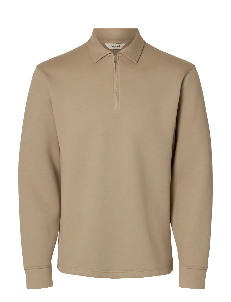 Selected - SLHEMANUEL SOFT POLO ZIP SWEAT NOOS - shop by occasion - pure cashmere - 1