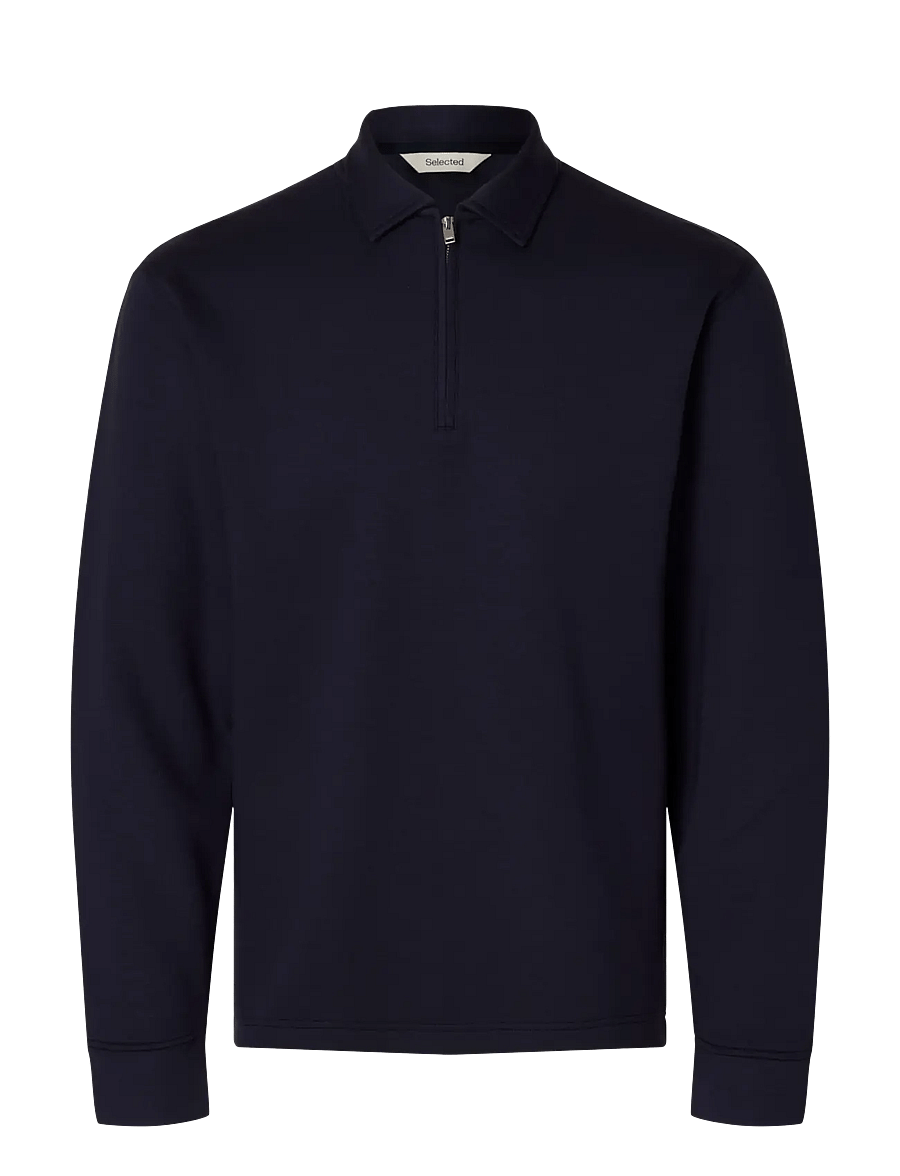 Selected - SLHEMANUEL SOFT POLO ZIP SWEAT NOOS - dressipluusid - sky captain - 1