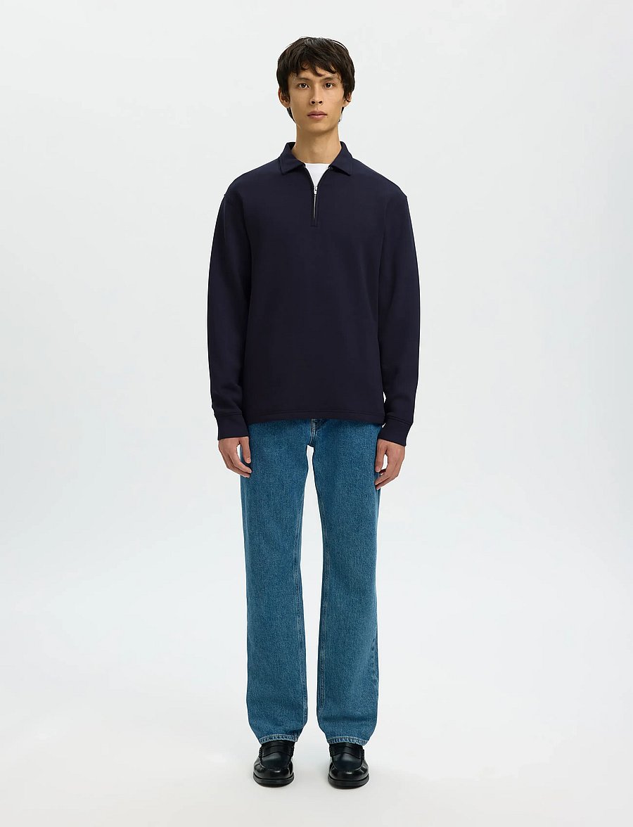 Selected - SLHEMANUEL SOFT POLO ZIP SWEAT NOOS - dressipluusid - sky captain - 3