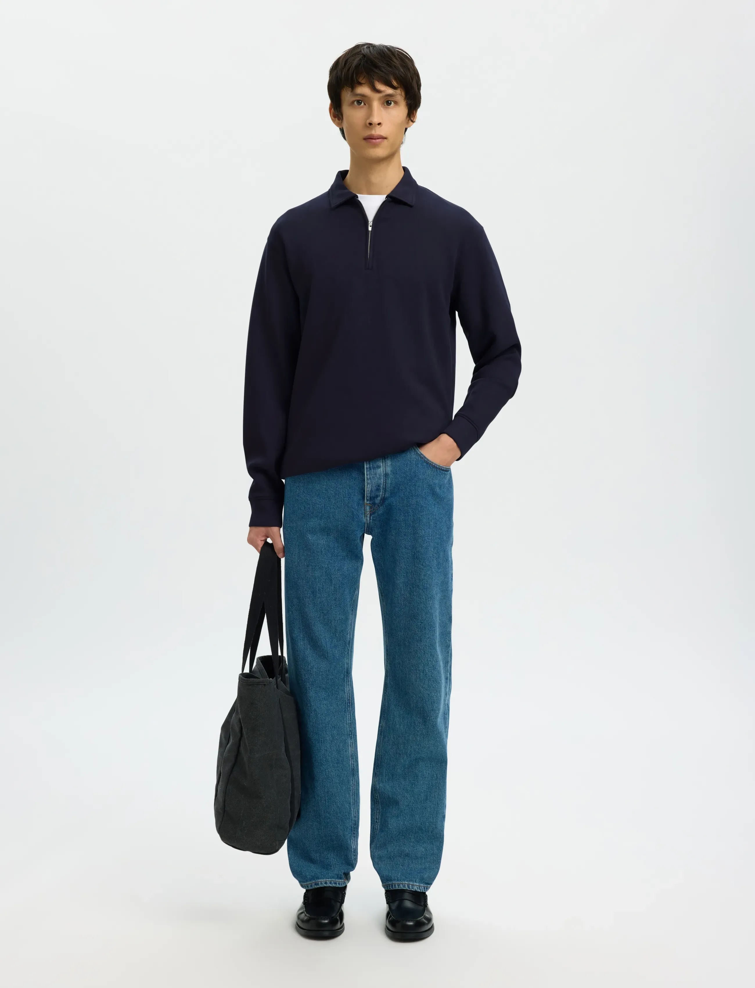 Selected - SLHEMANUEL SOFT POLO ZIP SWEAT NOOS - hettupeysur - sky captain - 5