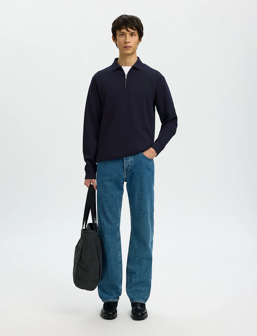 Selected - SLHEMANUEL SOFT POLO ZIP SWEAT NOOS - dressipluusid - sky captain - 5