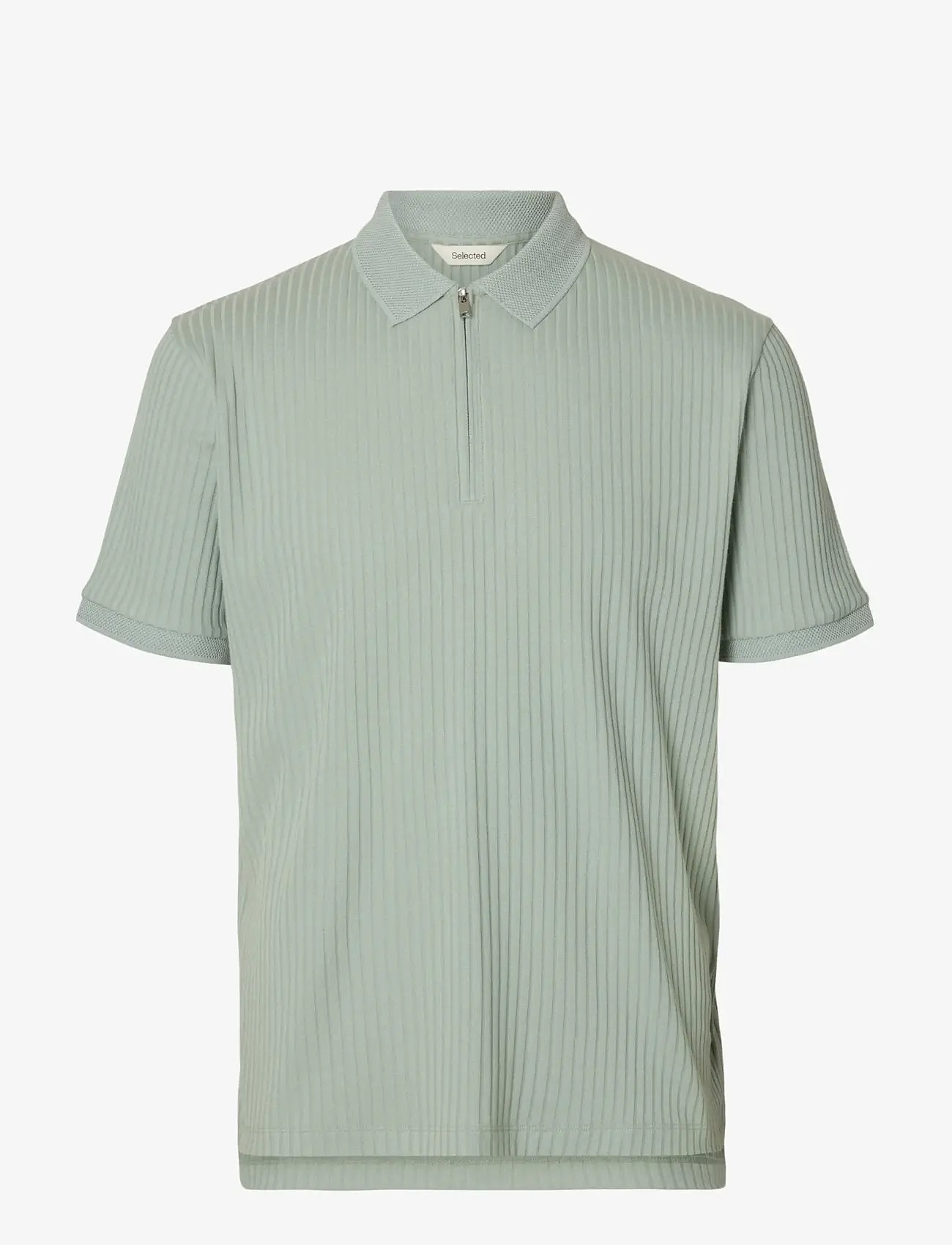 Selected - SLMFAVE STRUCTURE SS POLO NOOS - polostrik - aqua gray - 1