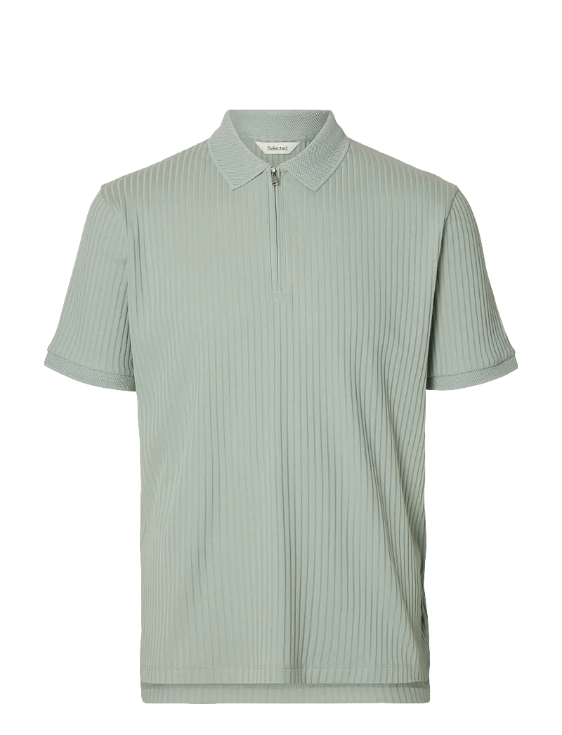 Selected - SLMFAVE STRUCTURE SS POLO NOOS - polostrik - aqua gray - 1