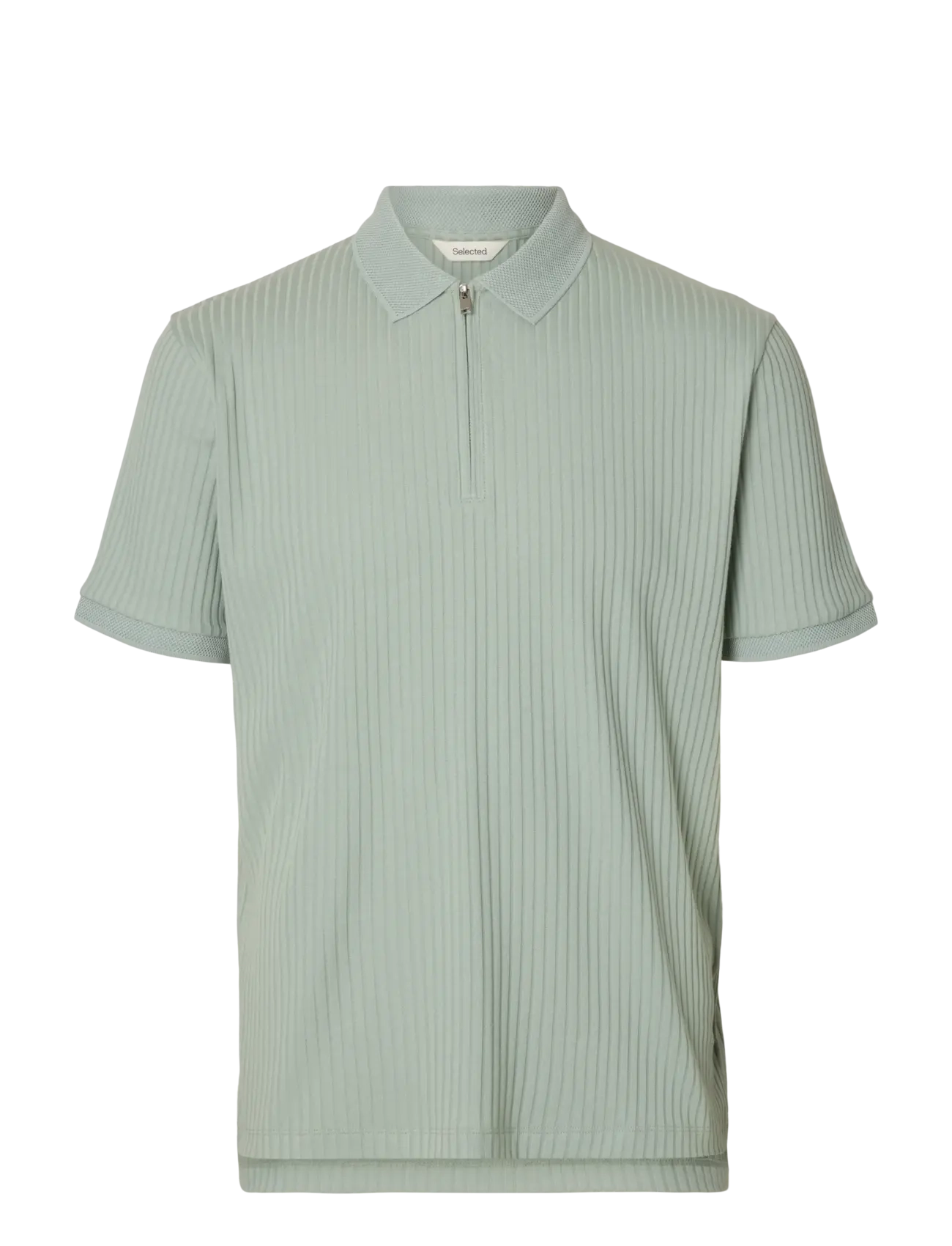 Selected SLMFAVE STRUCTURE SS POLO NOOS - Tøj - AQUA GRAY / green