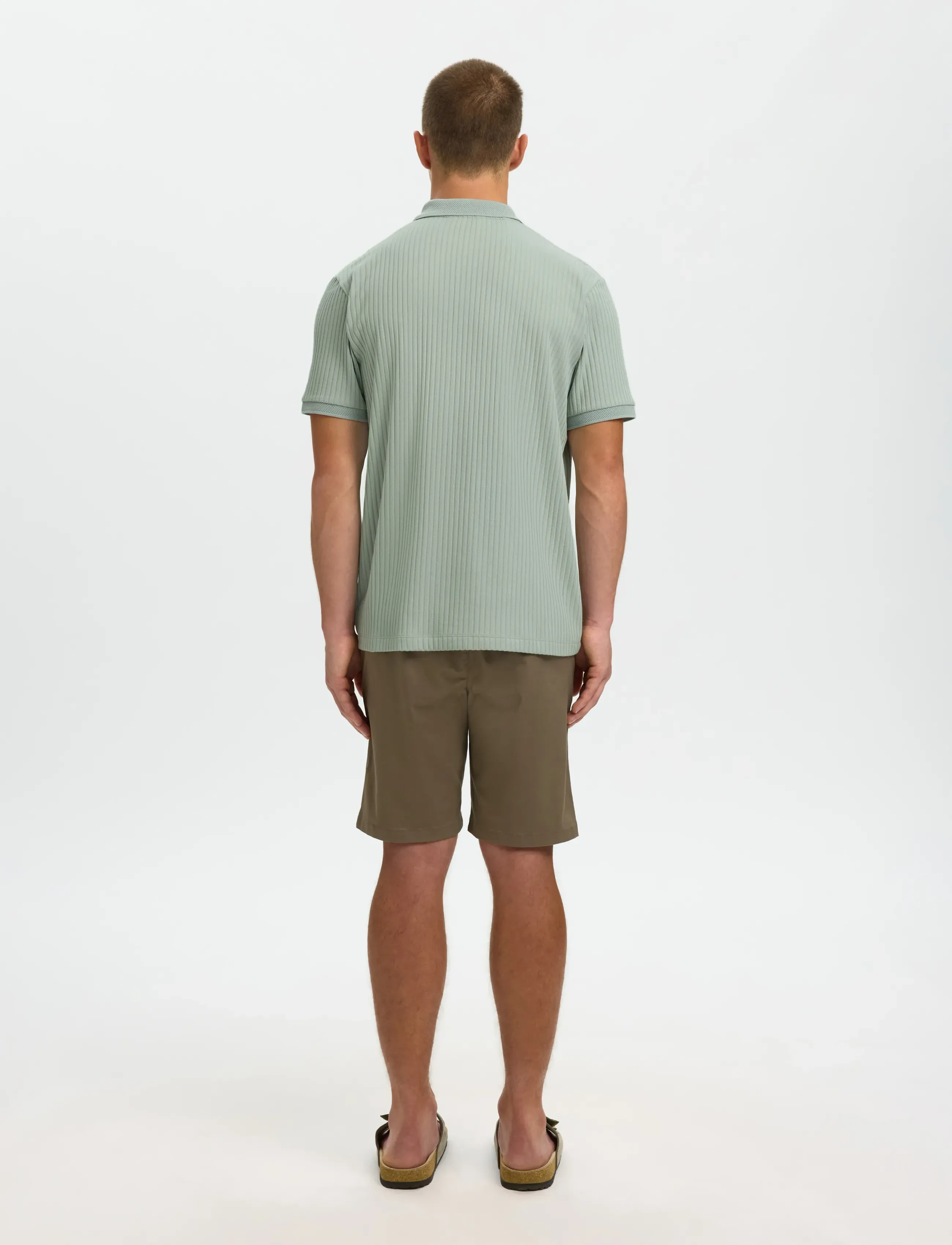 Selected - SLHFAVE STRUCTURE SS POLO NOOS - dzianinowe bluzki polo - aqua gray - 2