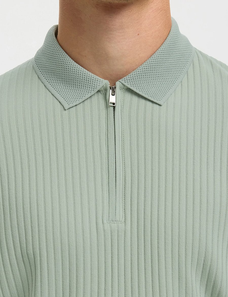 Selected - SLHFAVE STRUCTURE SS POLO NOOS - dzianinowe bluzki polo - aqua gray - 4