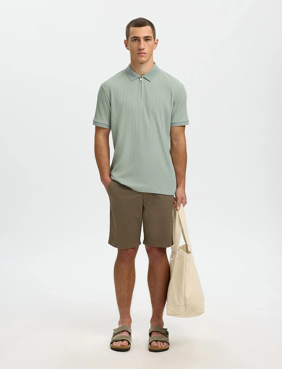 Selected - SLHFAVE STRUCTURE SS POLO NOOS - dzianinowe bluzki polo - aqua gray - 5