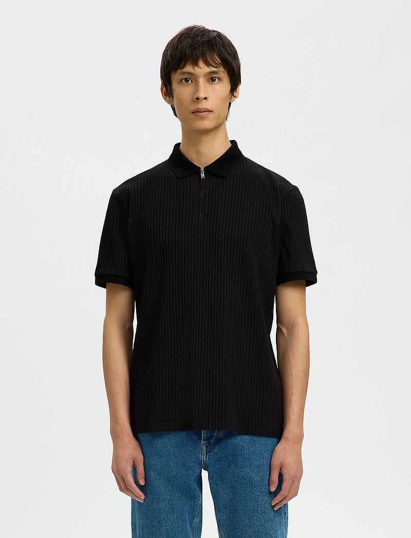 Selected - SLMFAVE STRUCTURE SS POLO NOOS - polostrik - black - 0